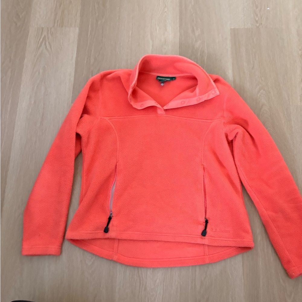 L.L. Bean Vibrant Coral Fleece Jacket - Picture 3 of 4